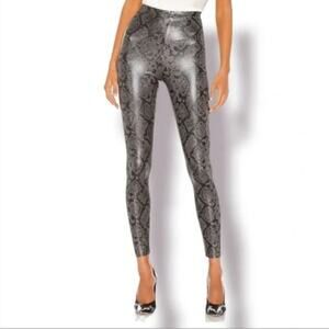 7 For All Mankind Faux Leather Leggings Snakeskin High Rise Womens Size L